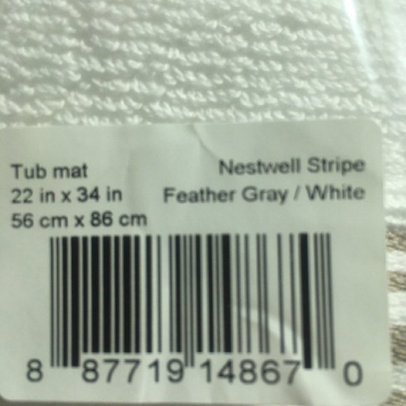 new Nestwell 100% Hygro Cotton 22x34" TUB MAT - WHITE w/ TAN Stripes - Picture 4 of 6